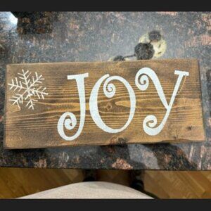 JOY handmade sign with wall hanger